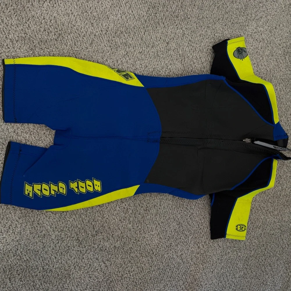 Body Glove Mens Shorty Wetsuit Large Blue Neon Yellow Black Spring Suit 3/2mm
